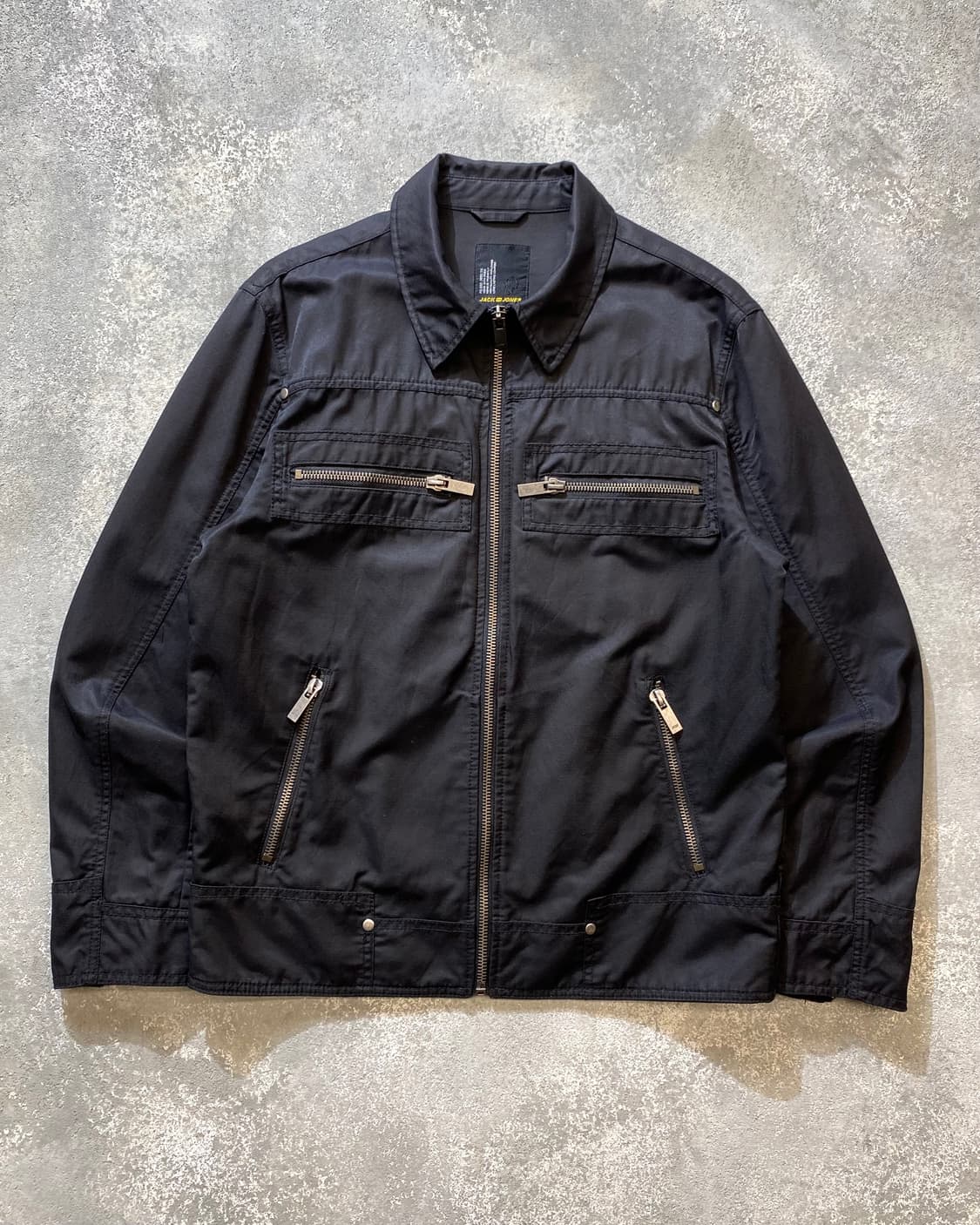 [L] Jack & Jones 빈티지 블랙 코팅 싱글 라이더 자켓 상품이미지1