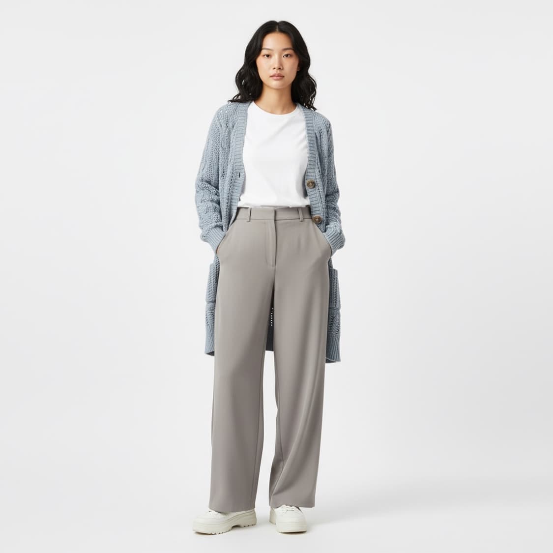 타임 꽈배기 니트 롱 가디건 상품이미지1