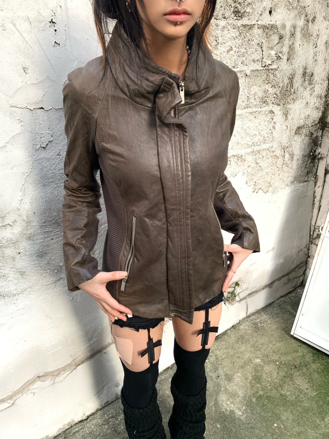 Mocha brown lambskin bono leather jacket 상품이미지2