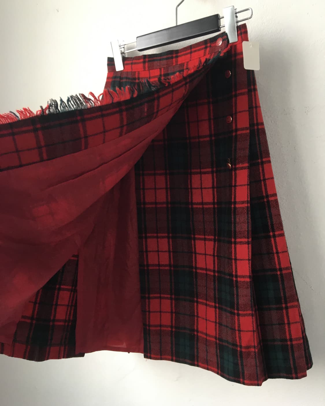 Fringe point woolen check pattern wrap s 상품이미지4