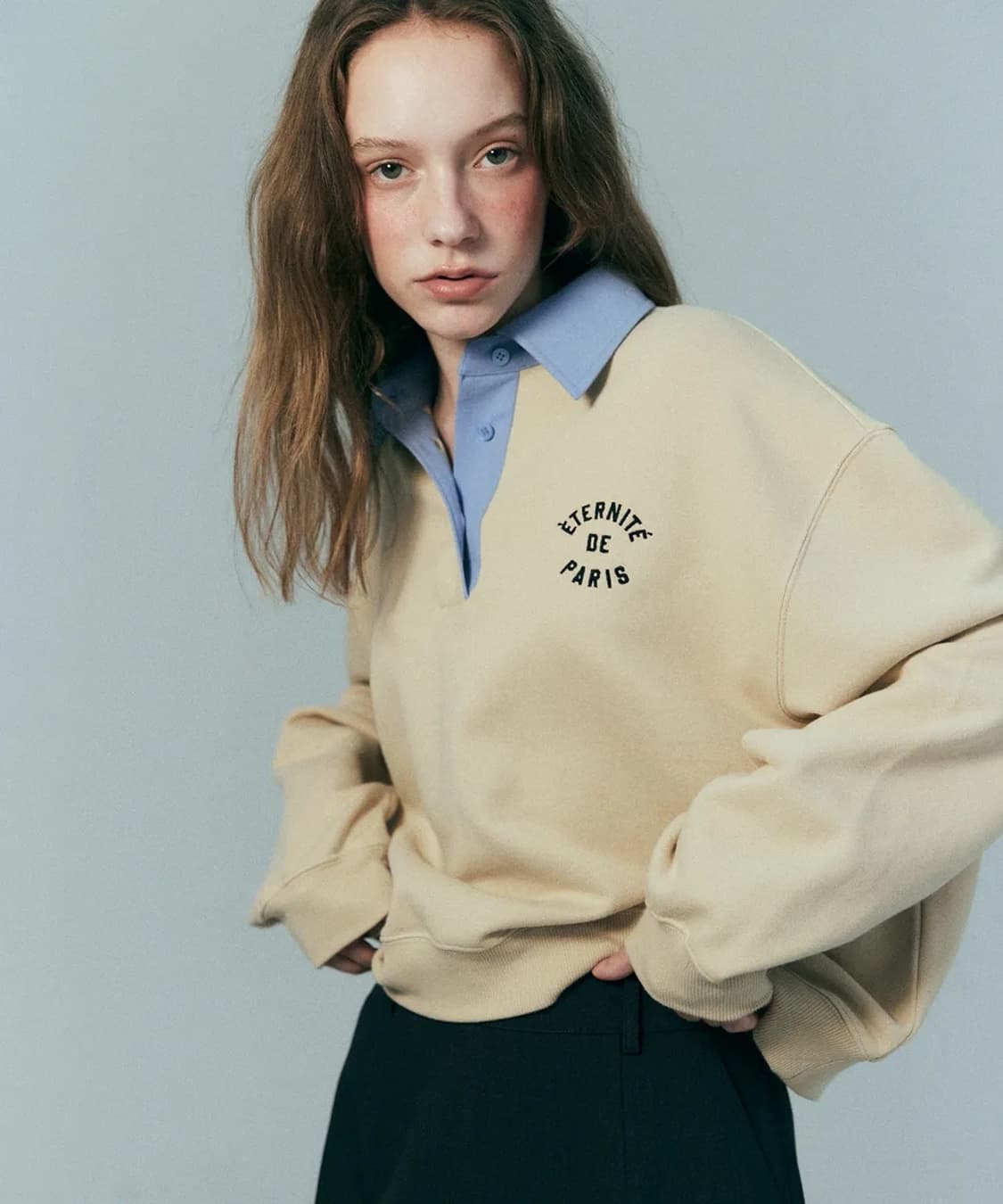 해바이해킴 컬러 콤비 스웻셔츠 상품이미지1