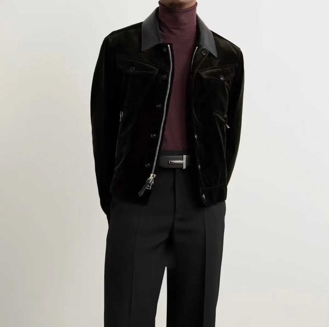 새상품 톰포드 레더 벨벳 웨스턴 트러커 자켓 50 상품이미지6