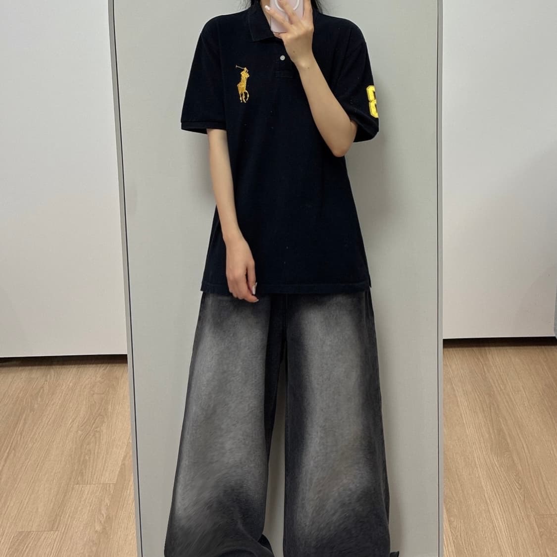 폴로 랄프로렌 골드 빅포니 블랙 카라 반팔 티셔츠 상품이미지1