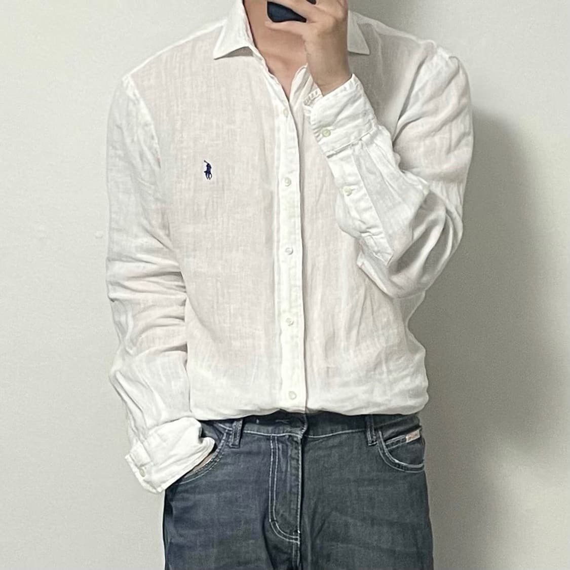 폴로 화이트 린넨 셔츠 상품이미지1