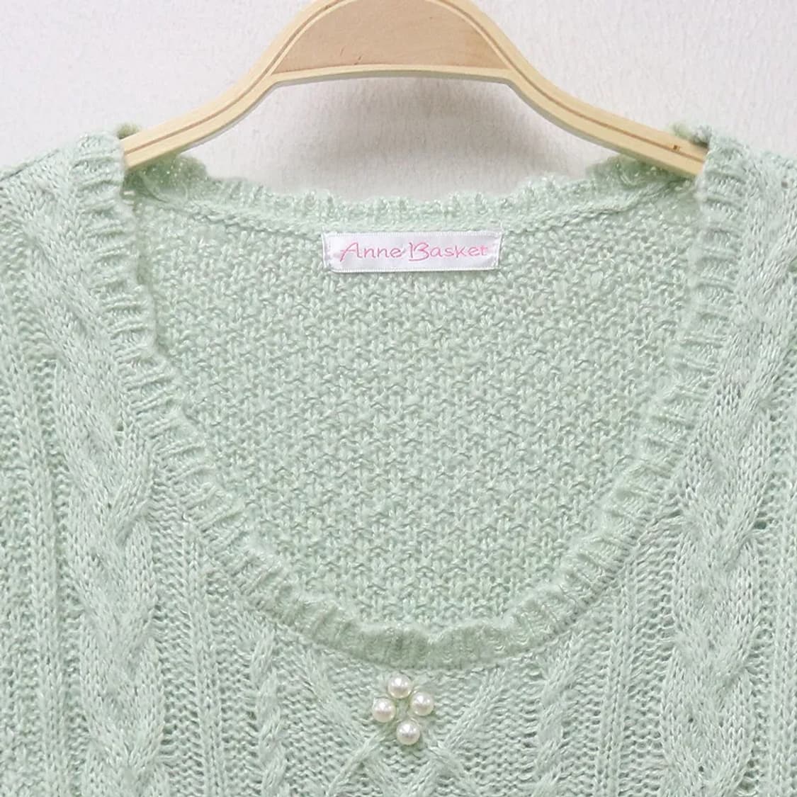 ANNE BASKET 진주 포인트 반팔 니트 62284 상품이미지3