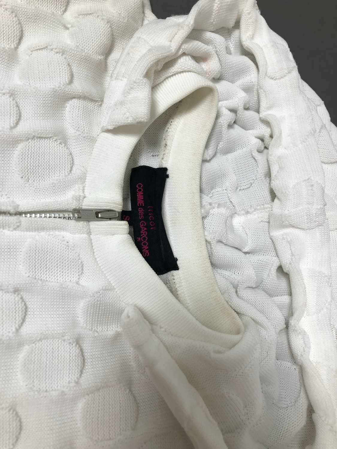 꼼데가르송 트리콧 도트 후드집업 화이트 S 상품이미지3