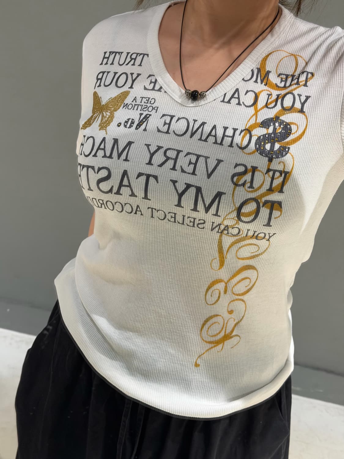 Glitter lettering butterfly point top 상품이미지4