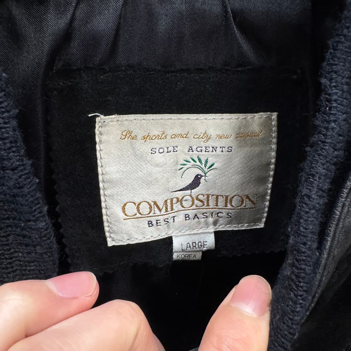 00s JPN VINTAGE 스웨이드 양가죽 믹스 퀼팅 봄버 자켓 블랙 상품이미지5