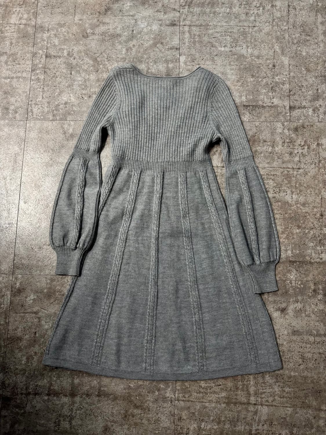 케이블 니트 레이어드 리본 슬리브리스 원피스 2pcs (개별 구매 가능) 상품이미지3