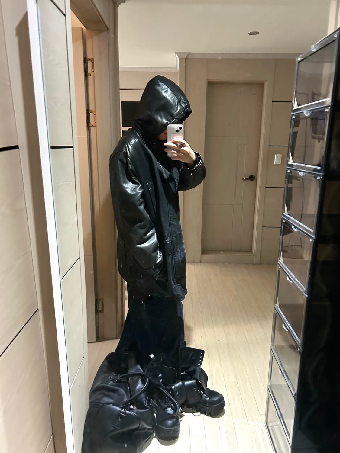 Sheep Skin Fireman Leather Coat Jacket 상품이미지7