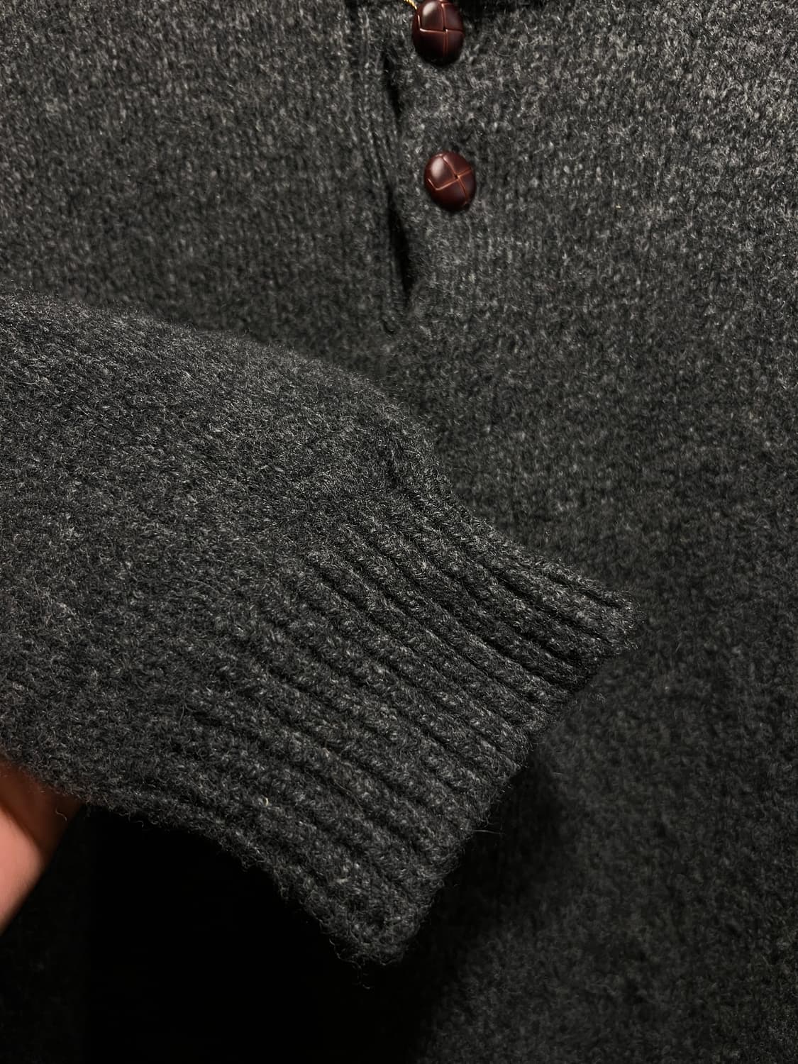 [L]엘엘빈 USA 헨리넥 차콜그레이 램스울 니트 상품이미지4