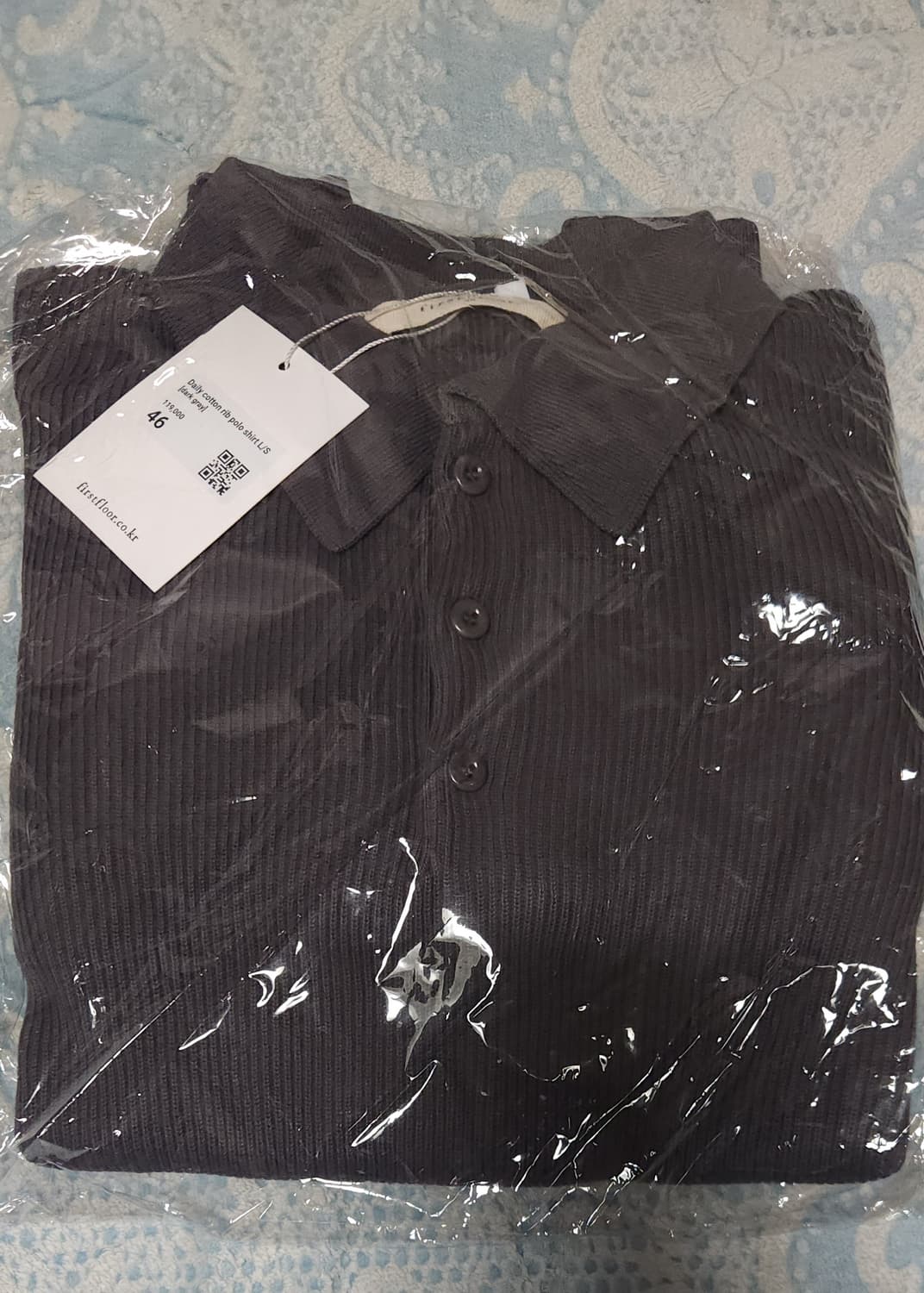 [46 새상품] 퍼스트플로어 코튼 립 폴로 셔츠 다크그레이 상품이미지1