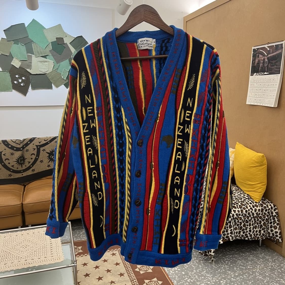 빈티지 쿠지맛 보헤미안 펑크 키치 히피 니트 가디건 XL C09938 상품이미지3