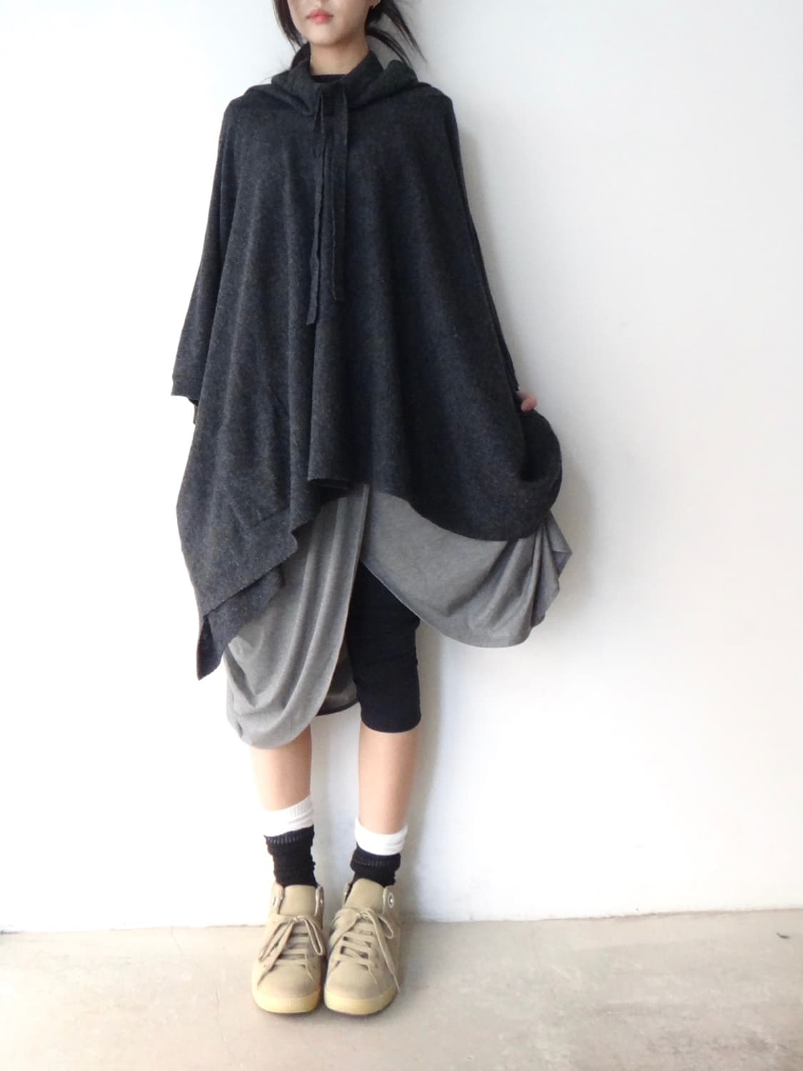 Neck string loose knit / charcoal 상품이미지5