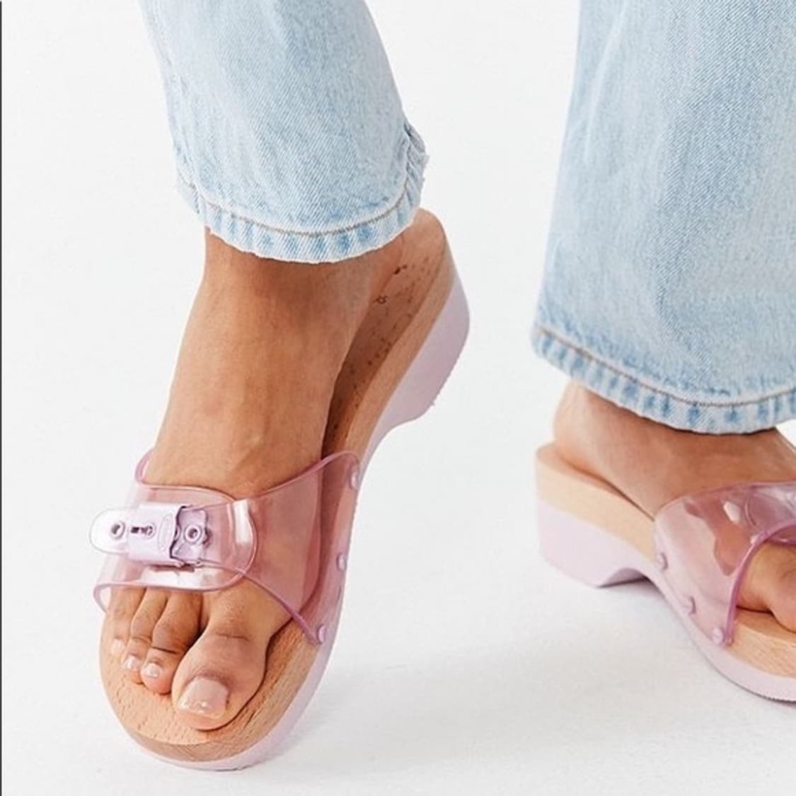 Y2K 2000s 닥터숄X얼반아웃피터스 우든힐 슬라이드 투명 샌들 빈티지 상품이미지2