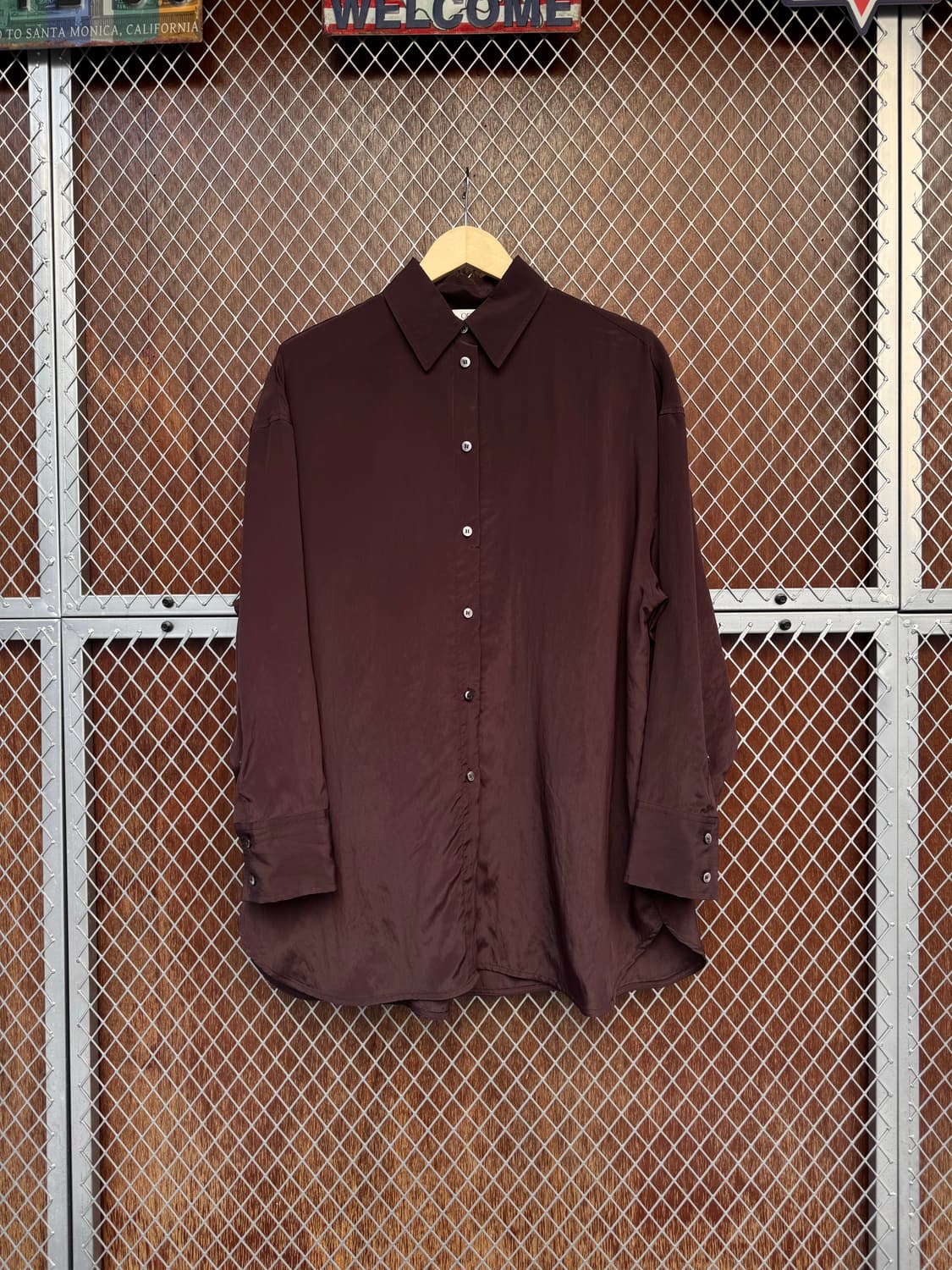 ORR 오르 새틴 브라운 루즈핏 셔츠 블라우스 M 상품이미지1