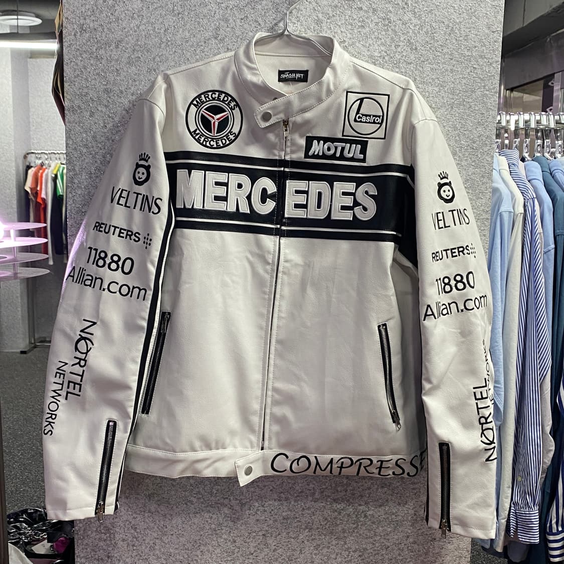 메르세데스 벤츠 빅로고 배색 레이싱 레더자켓 B3262 상품이미지2