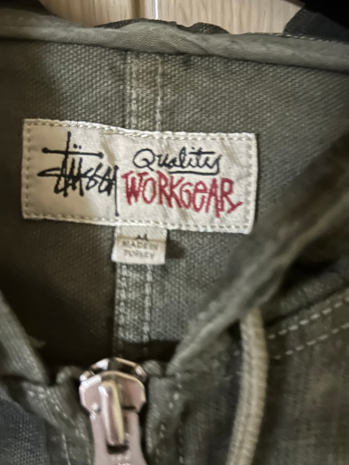 (m) 스투시 언라인드 플레이드 워크 자켓 올리브 상품이미지6