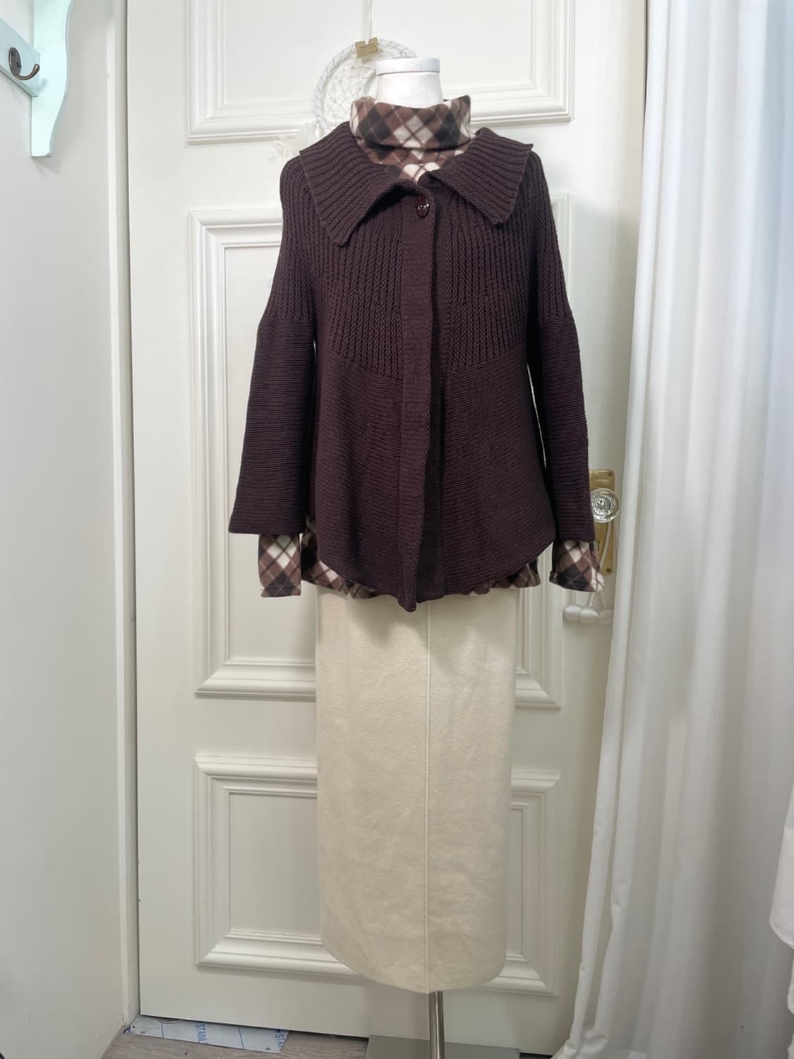 cool brown collar one button cardigan 상품이미지2