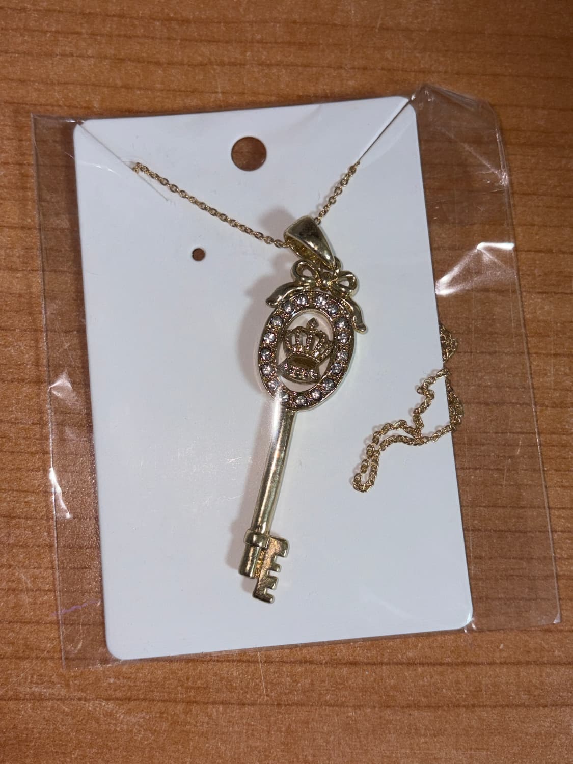 빈티지 갸루 왕관 열쇠 큐빅 골드 목걸이 상품이미지2
