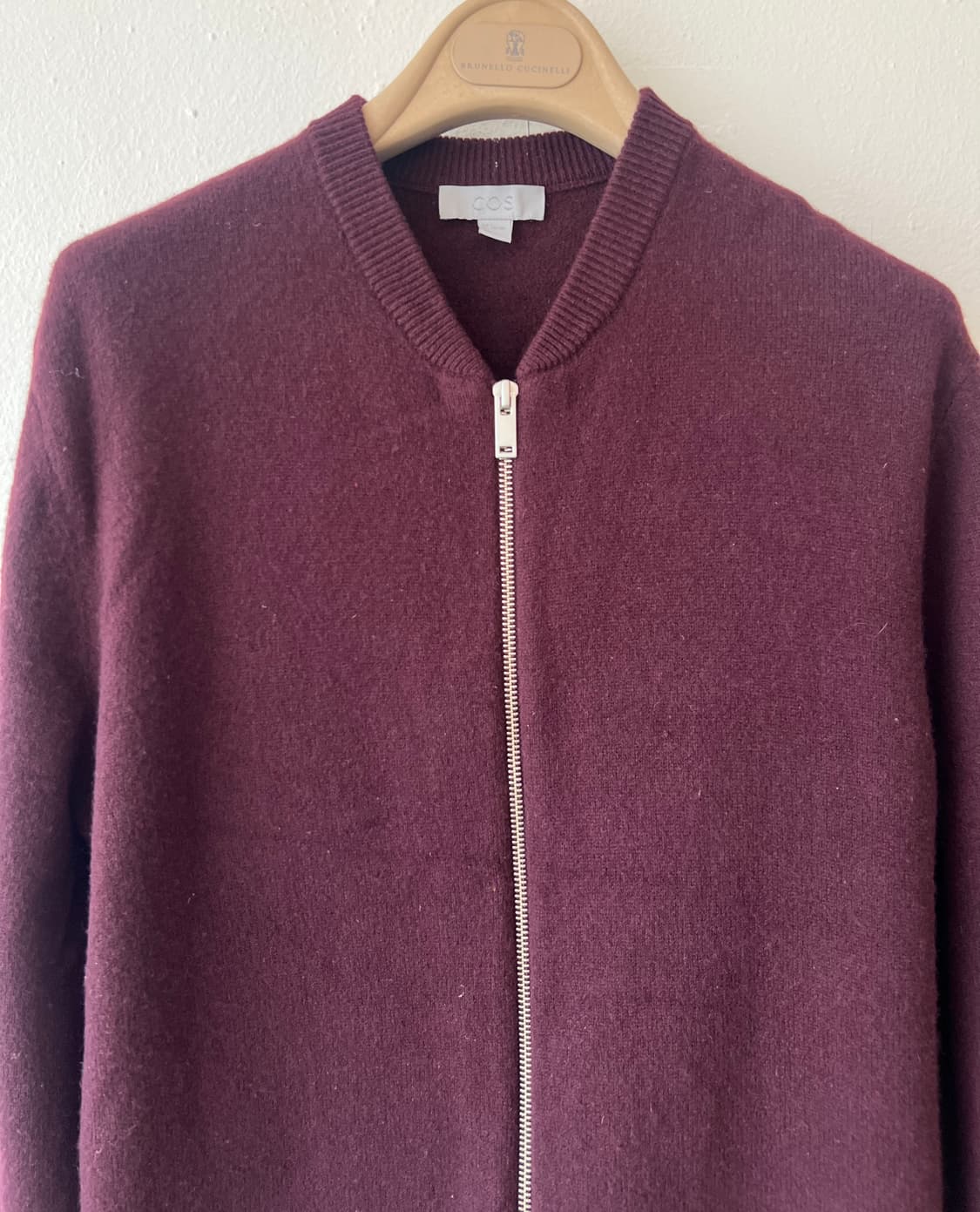 코스 COS 남성 버건디와인 니트집업점퍼  상품이미지2