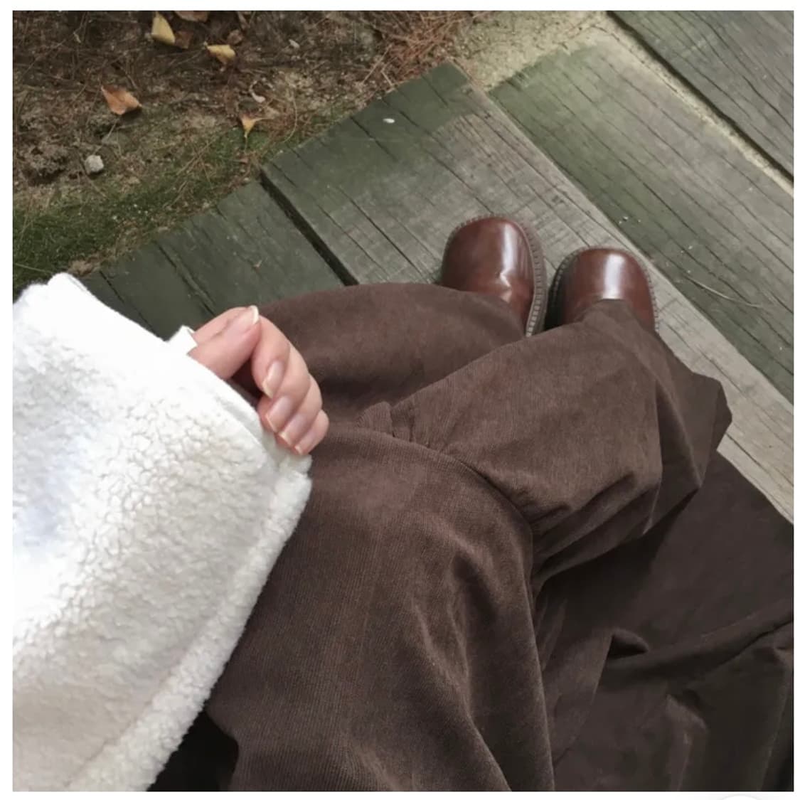 Brown corduroy long skirt 상품이미지3