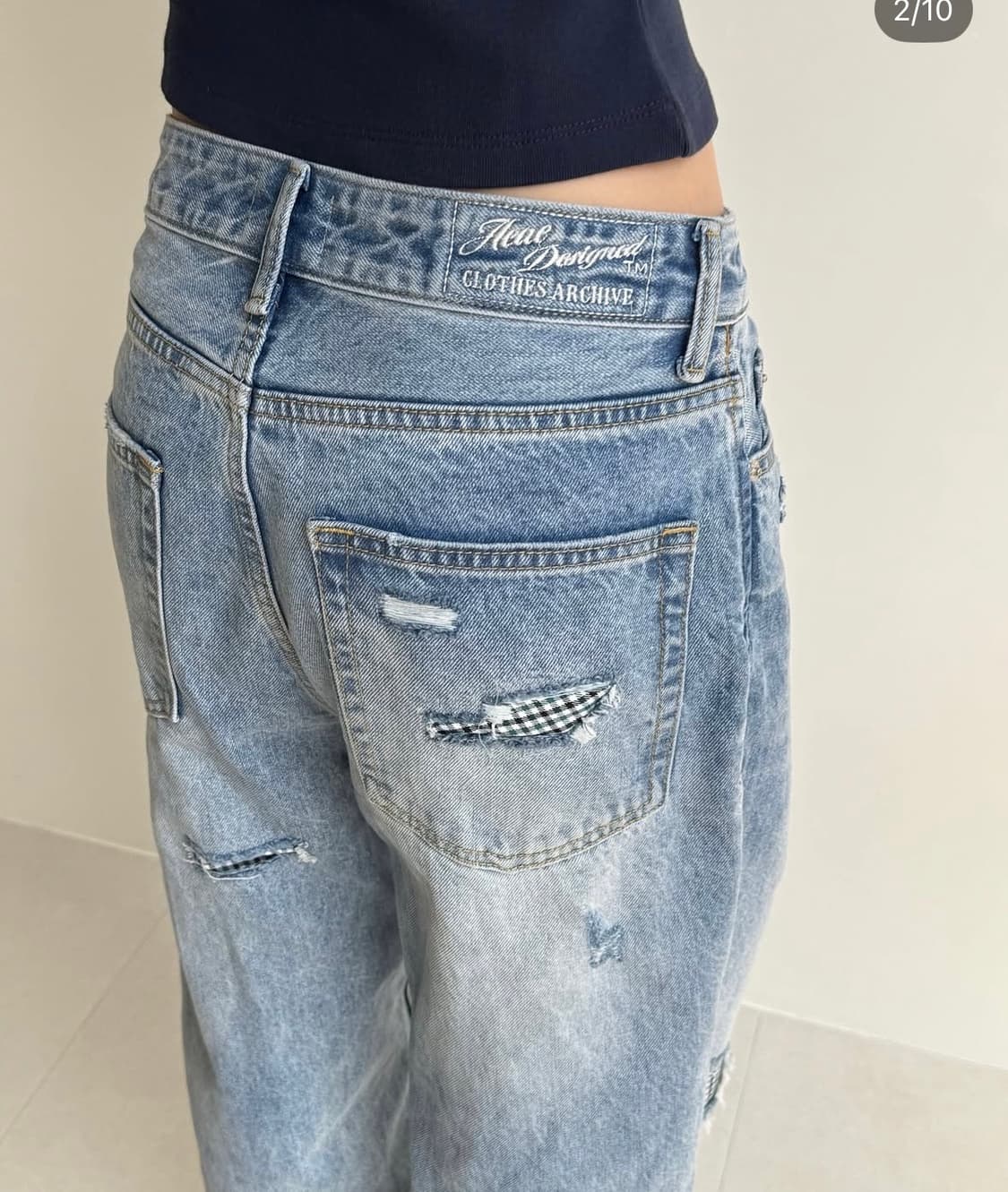 AEAE CHECK PATCHWORK DENIM PANTS [LIGHT  상품이미지2