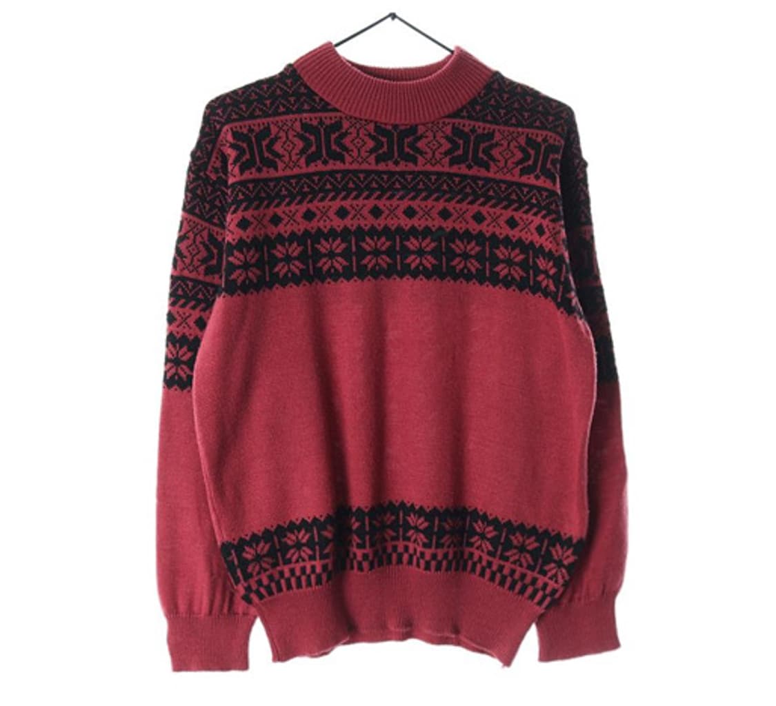 D. MARSHI 레드 블랙 패턴 니트 스웨터 상품이미지1