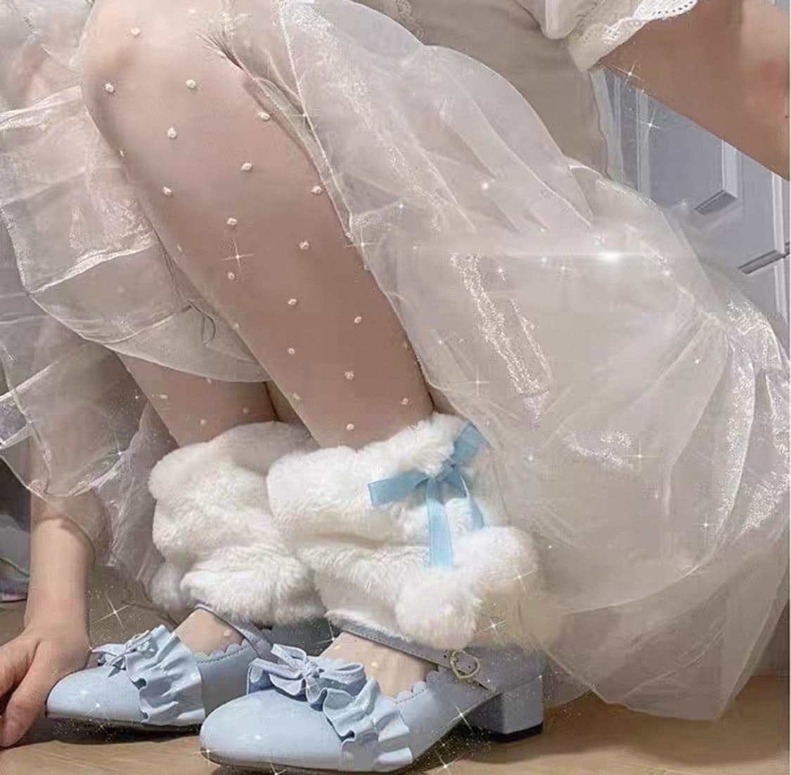 양산형지뢰계 레그워머 히메갸루 캐캐체 핀터깔 로맨틱 스나계 로리타 달천깔 상품이미지2