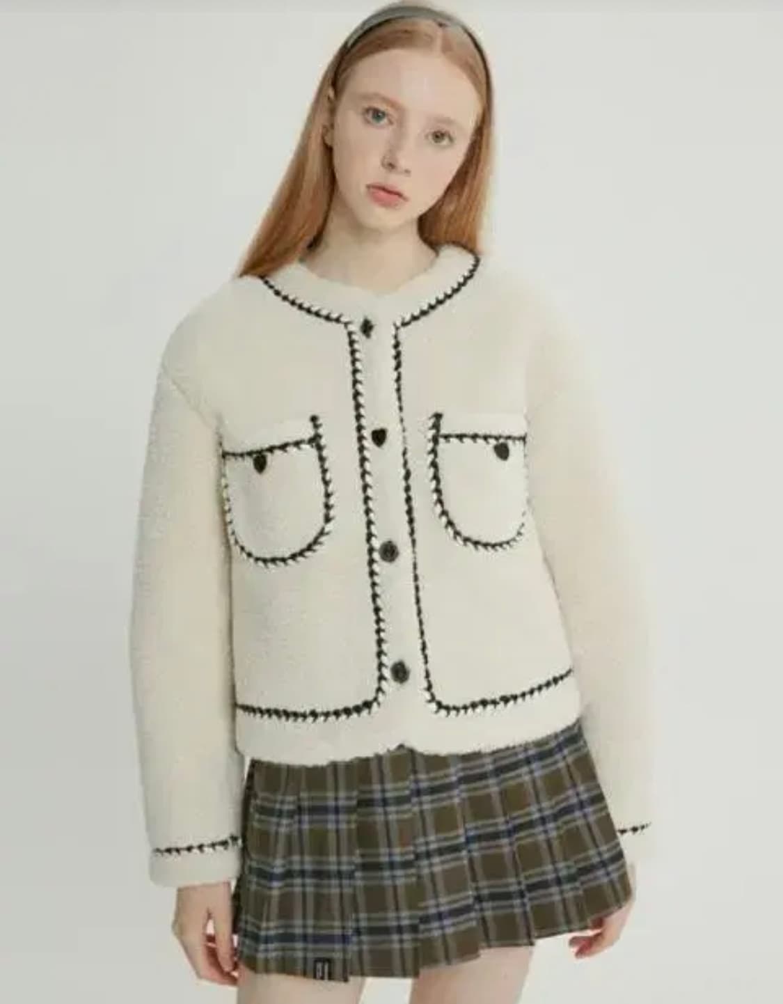 [조유리 착용] 로라로라 트위드 플리스 자켓,뽀글이 상품이미지2