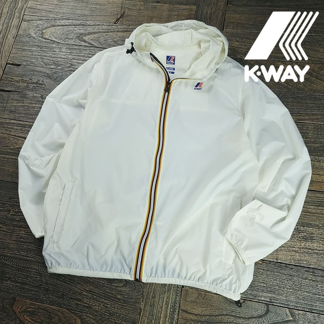 [까웨이] 로고 프린팅 경량 후드 바람막이 자켓 아이보리 M19539 상품이미지1