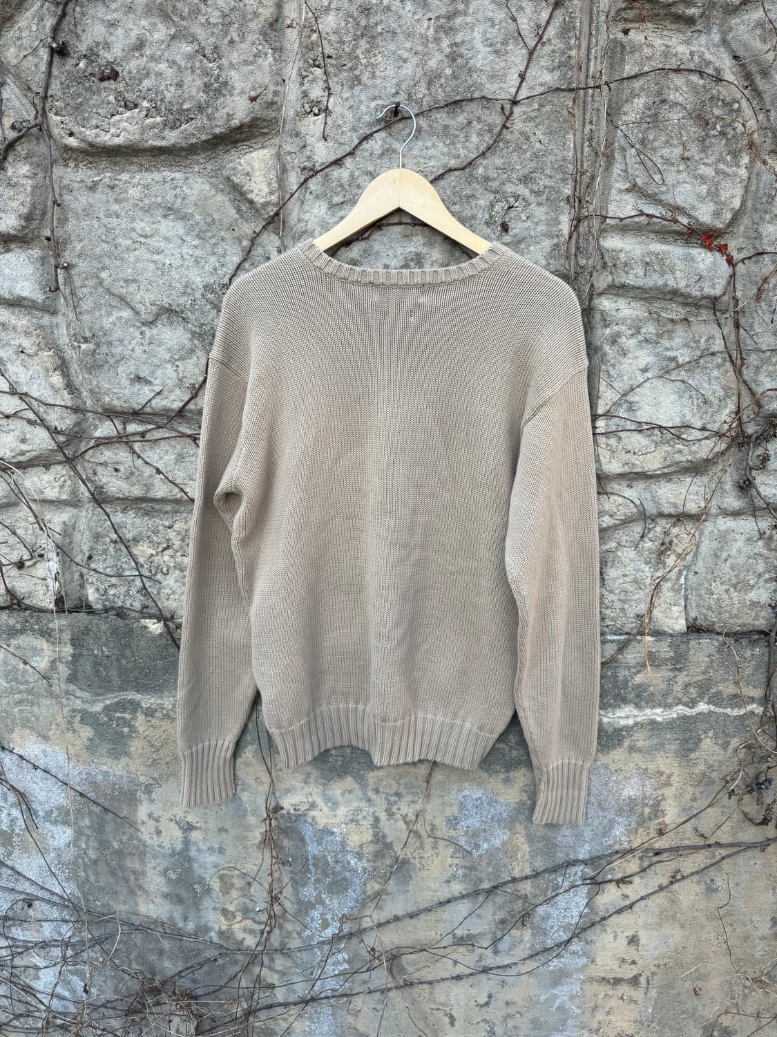 90s 폴로 랄프로렌 빈티지 코튼 v-neck 니트 베이지 m 상품이미지2