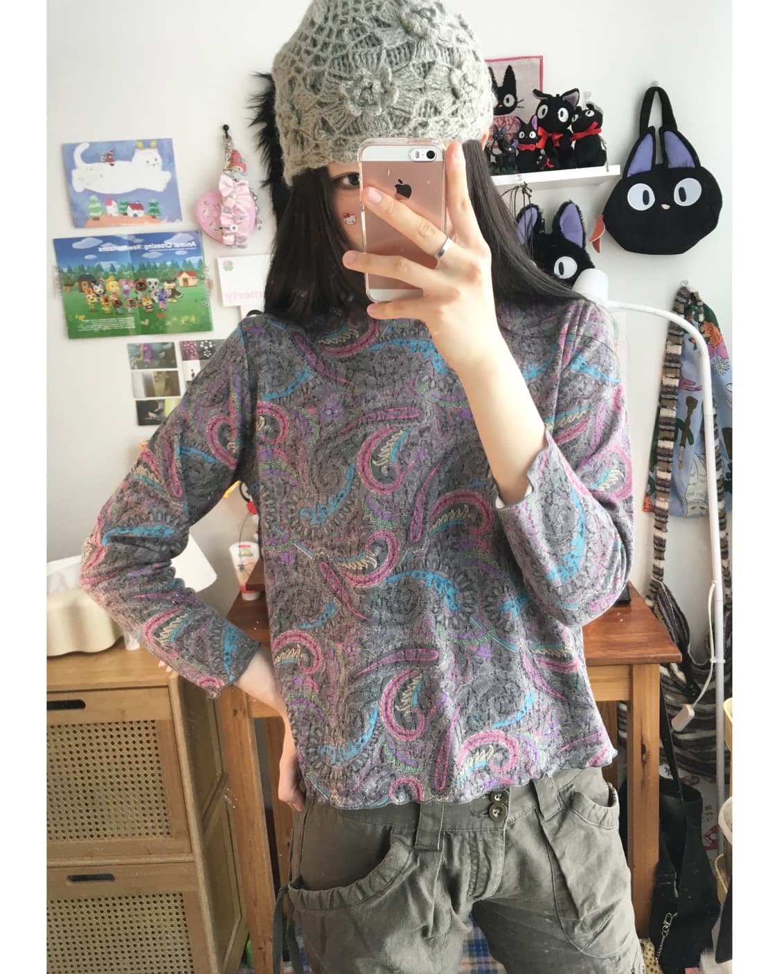 vintage paisley long sleeve purple 상품이미지1