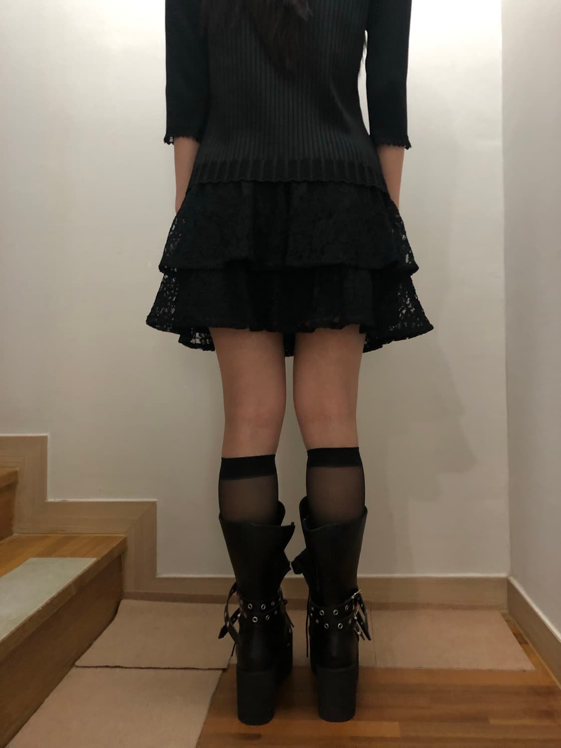 빈티지 블랙 프릴 레이스 스커트 상품이미지3