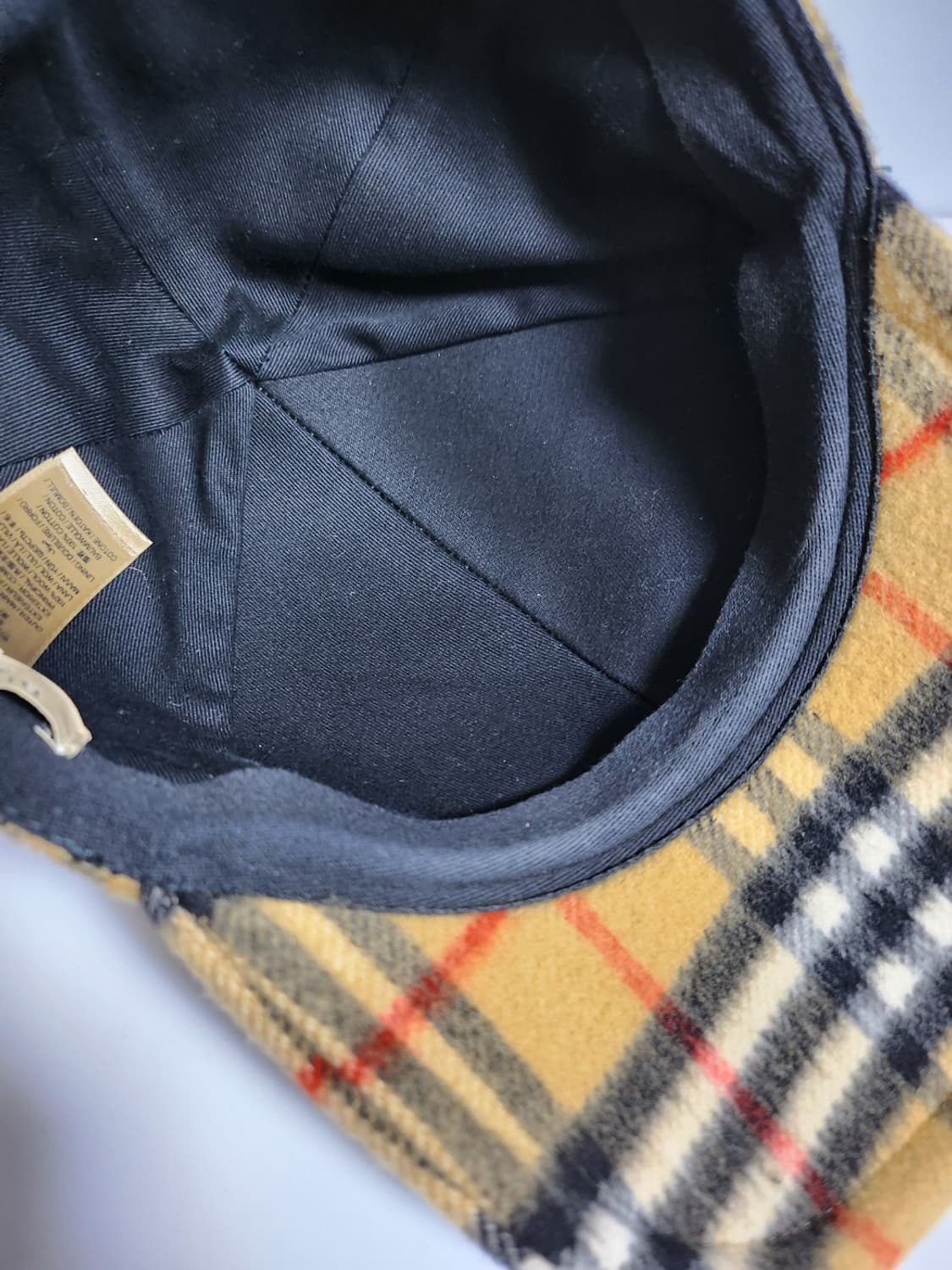 [M] 버버리 카멜 빈티지 울 체크 볼캡 모자 8005287 상품이미지5