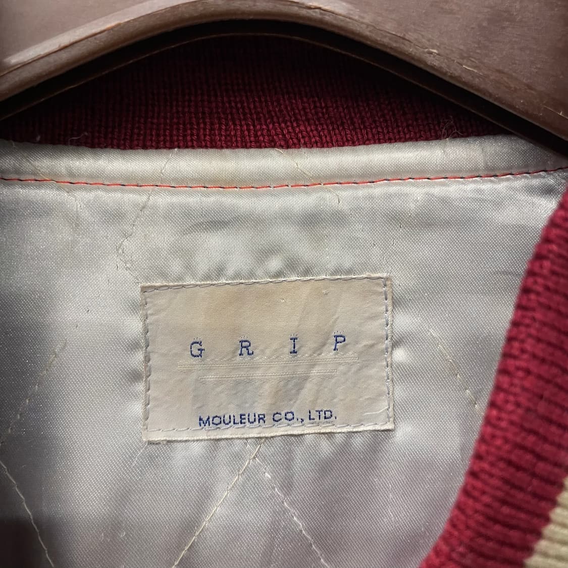 90s GRIP 스포츠 체크 레더 암 바시티 자켓 상품이미지7