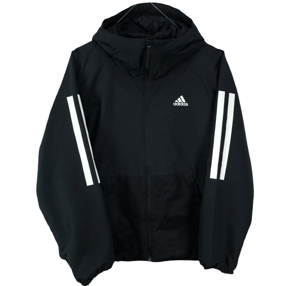 [아디다스] 로고 프린팅 오버핏 후드 바람막이 자켓 블랙 M19444 상품이미지2