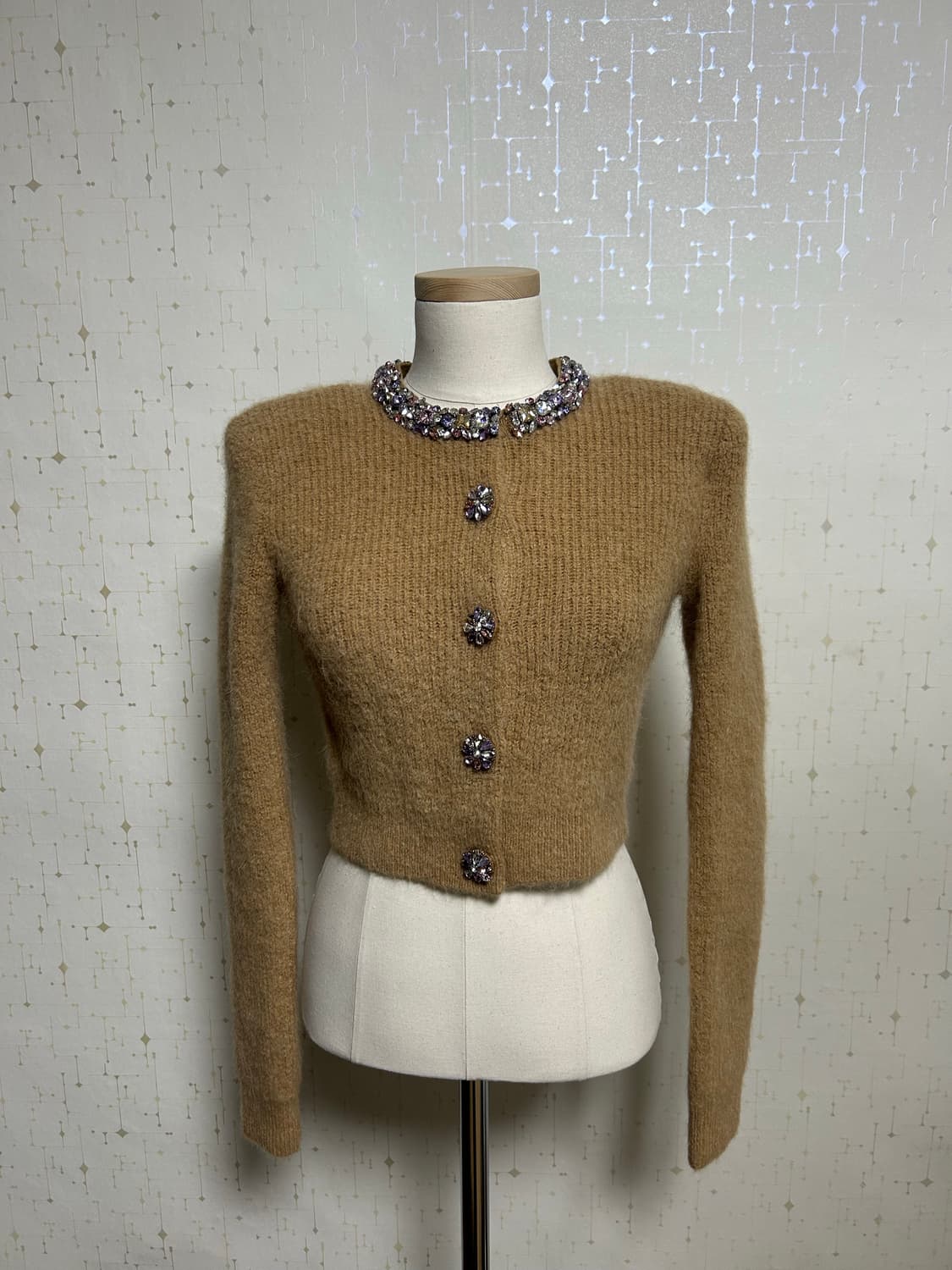 self-portrait(셀프포트레이트) 브라운 장식 트리밍 가디건 상품이미지1