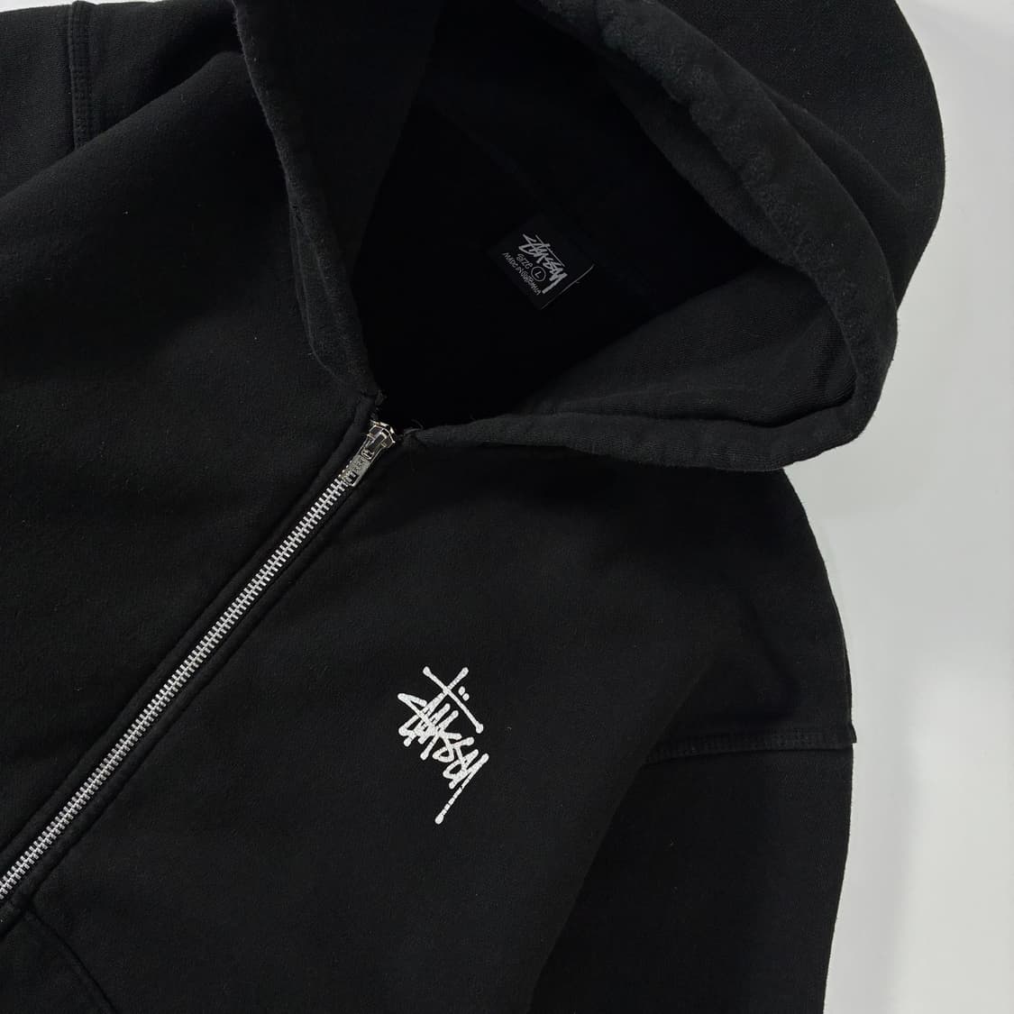 Stussy 스투시 블랙 스탁 로고 후드집업 상품이미지3