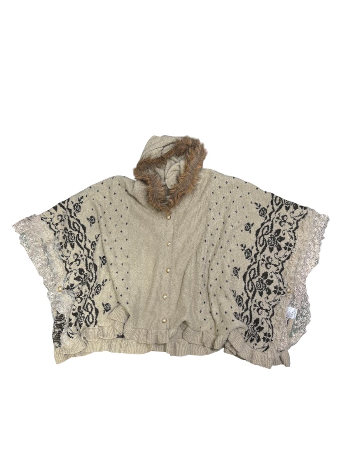 엑시즈팜 레이스 니트 케이프 판초 판쵸  라떼갸루 모리걸 히메 상품이미지1