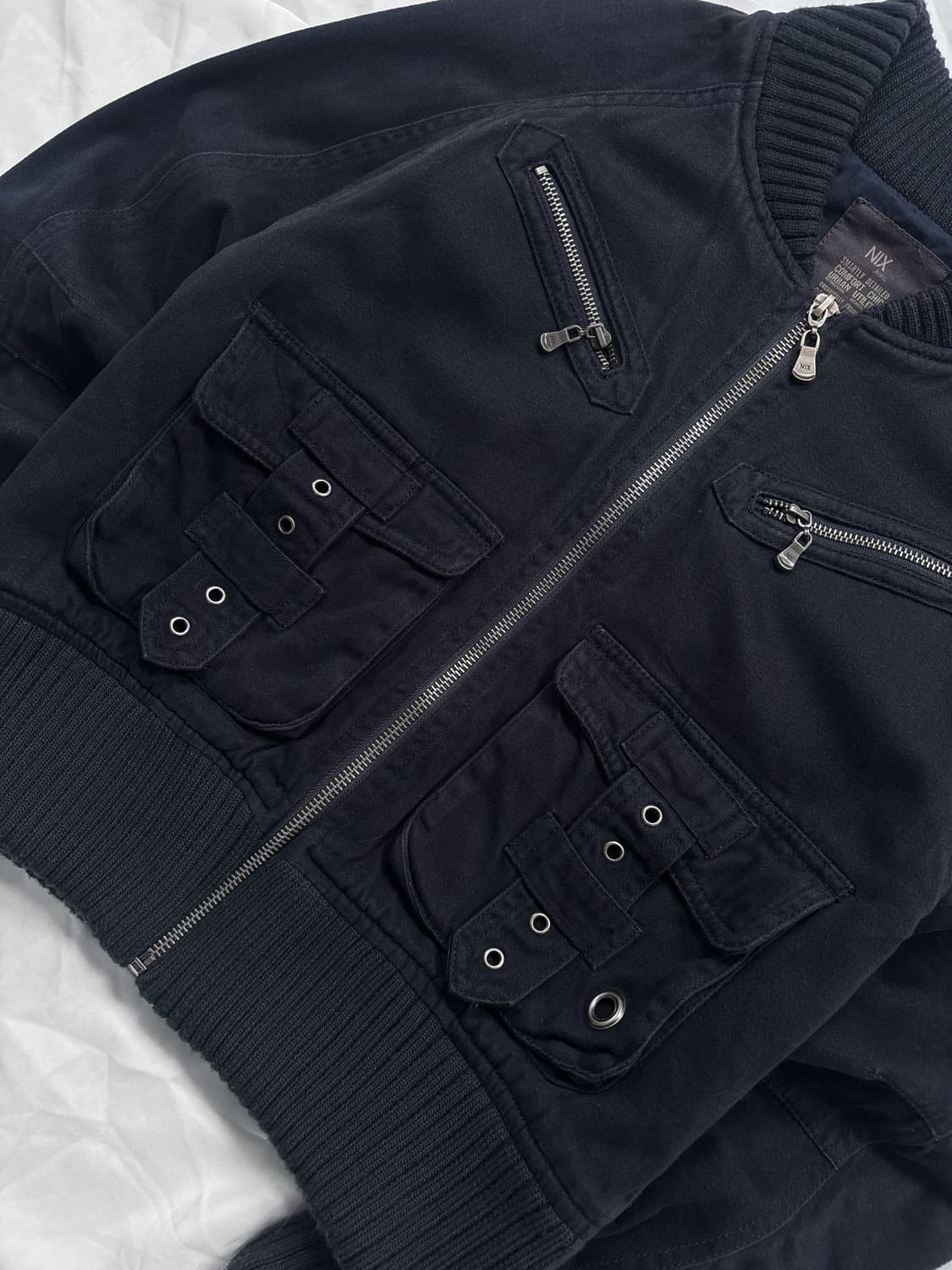 Vintage Dark Navy Crop Zip-up Jacket 상품이미지6