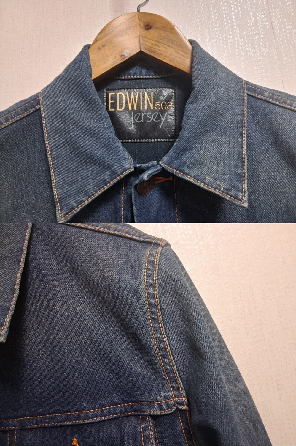 일본판 에드윈 데님청쟈켓 다크블루워싱 져지데님 90 95  상품이미지3