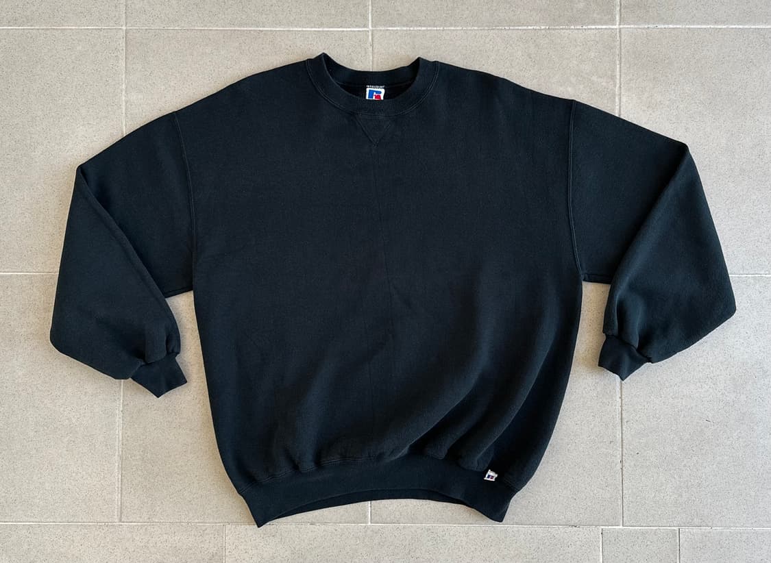 90s 빈티지 러셀 스웻셔츠 블랙 XXL USA 상품이미지1