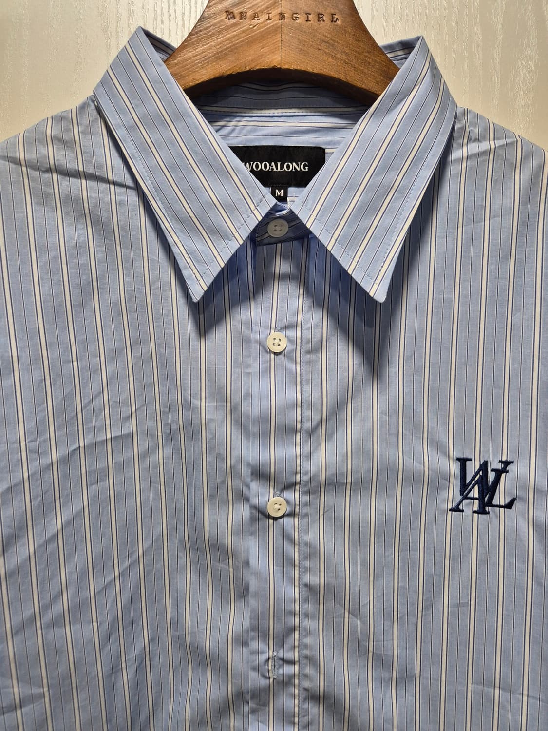 (세일)(새상품)우알롱 스트라이프 셔츠 블루 상품이미지3