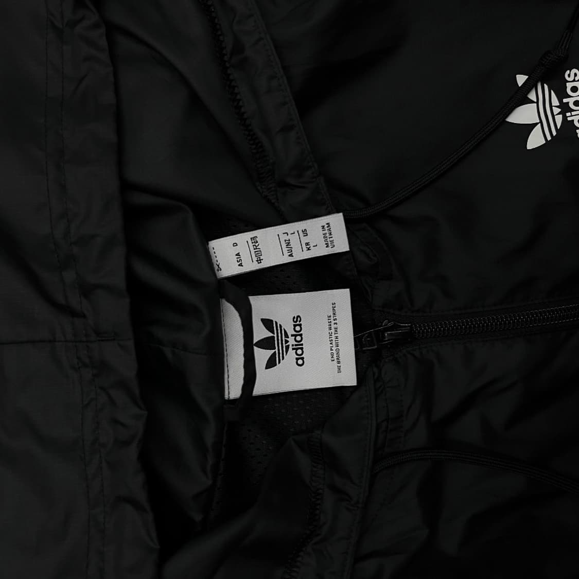 아디다스 에센셜 화이트라인 블랙 바람막이 L 상품이미지6