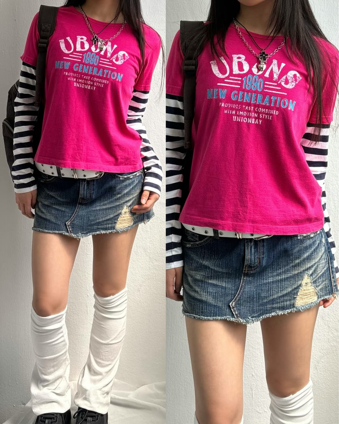 Vintage Pink Graphic Layered Long Sleeve 상품이미지1