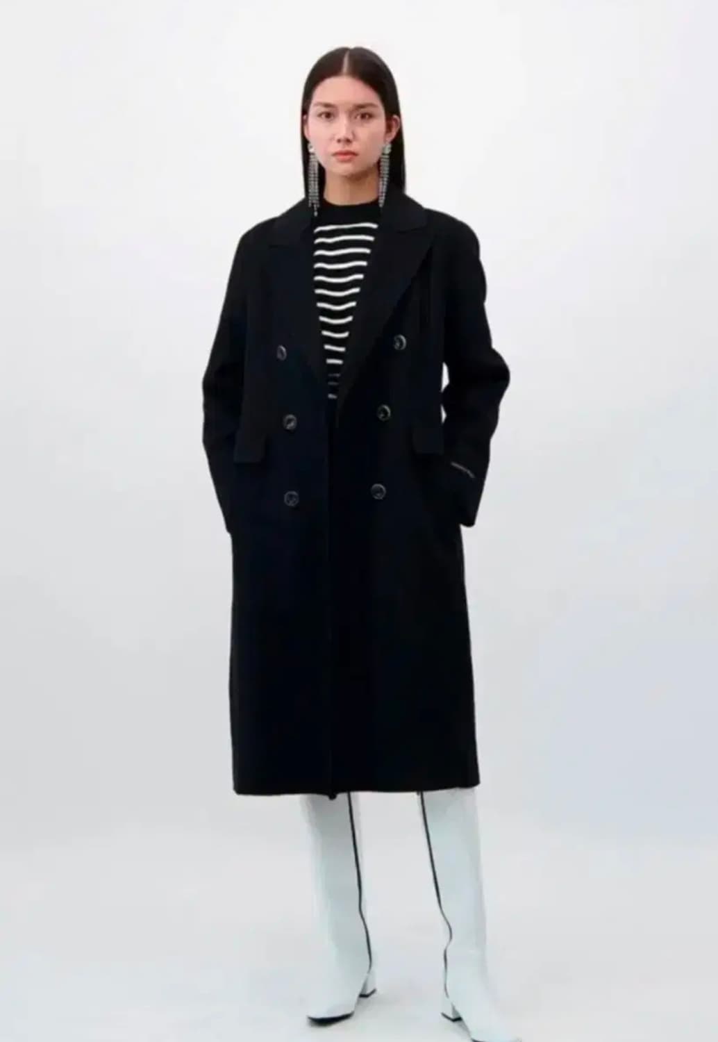 온앤온 캐시미어 핸드메이드 더블 롱코트 블랙 2사이즈 상품이미지2