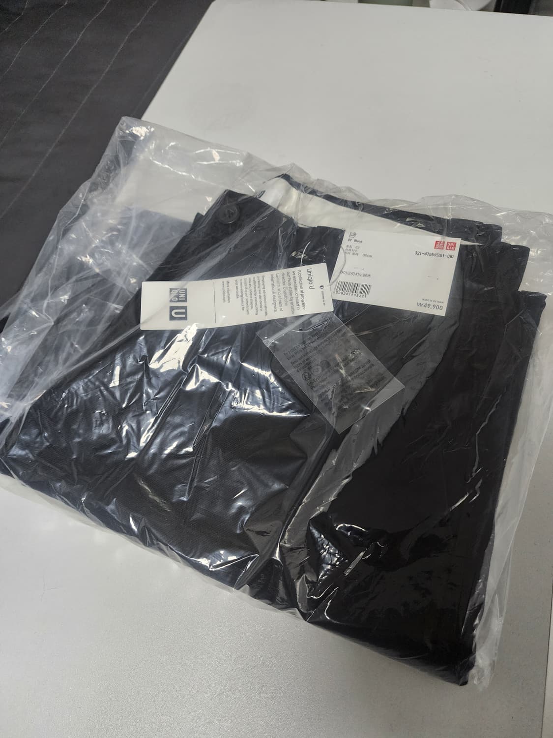 새제품 긴기장) 유니클로U 와이드 핏 치노팬츠 블랙 82 상품이미지4