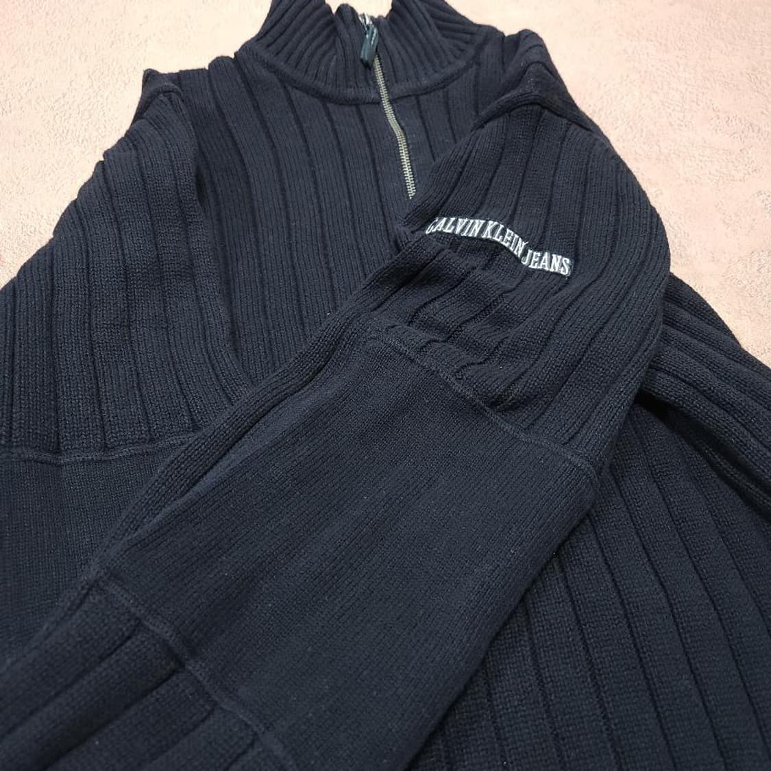 CK 캘빈클라인 코튼 반집업 니트 상품이미지2