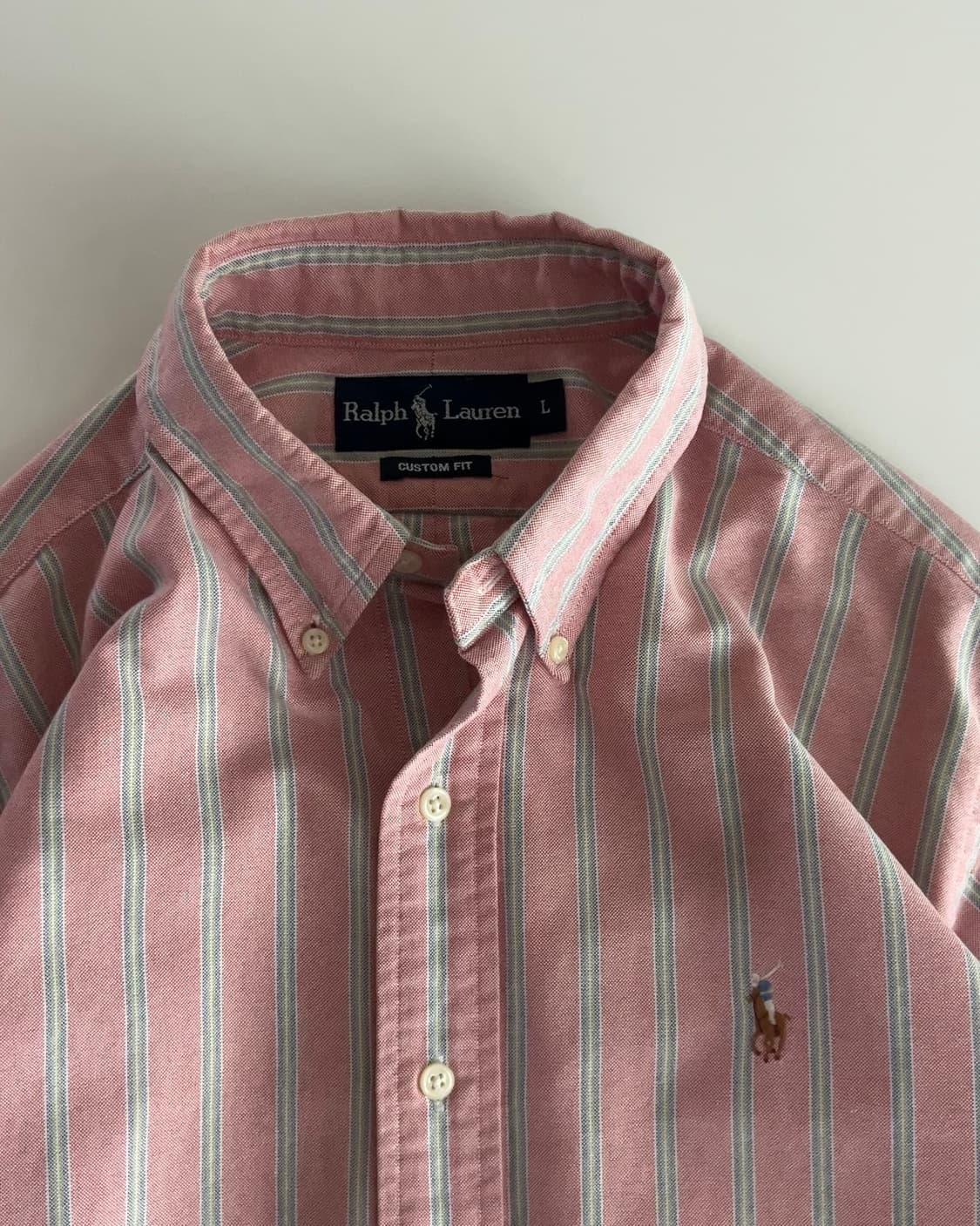 폴로 랄프로렌 핑크 스트라이프 옥스포드 셔츠 L 상품이미지3